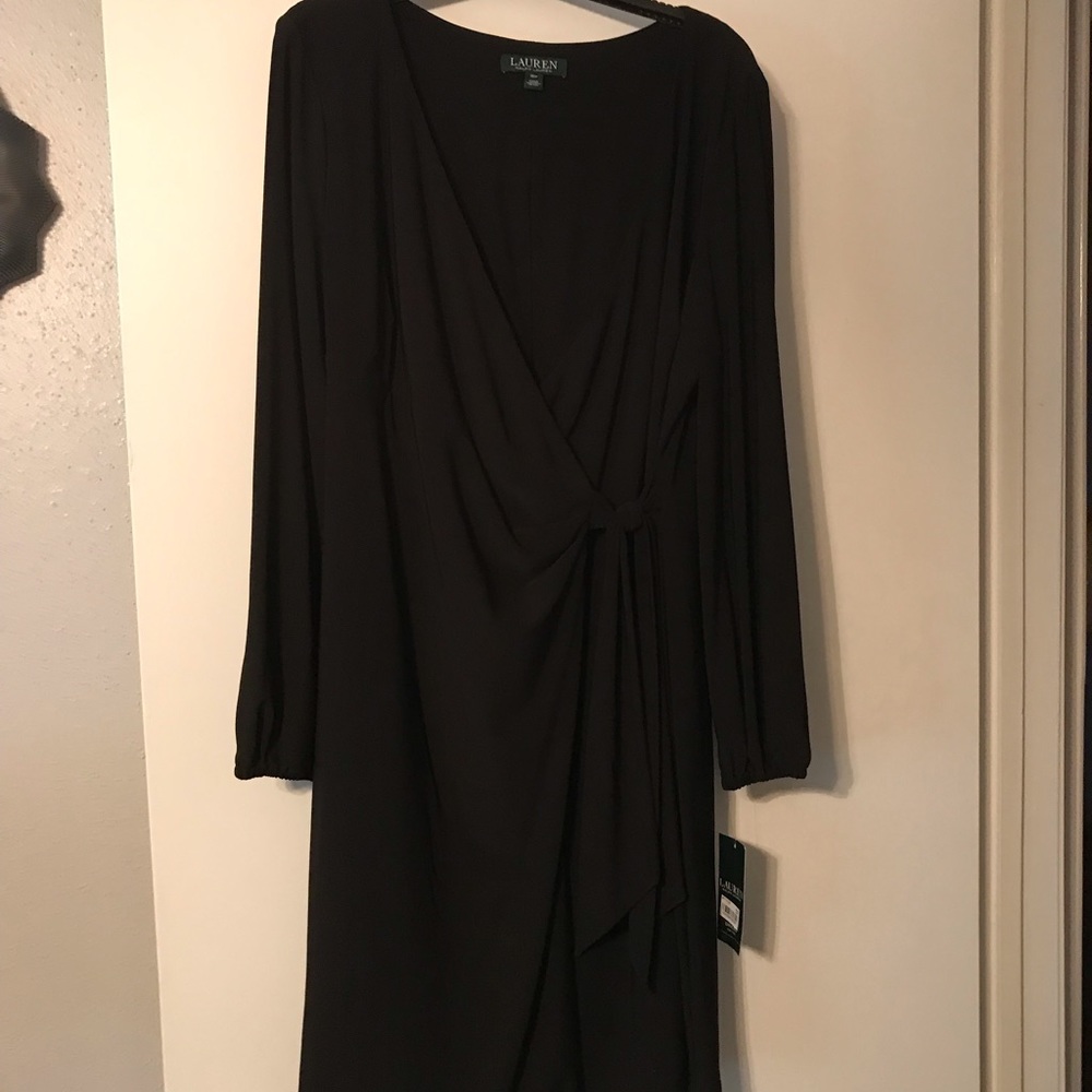 Ralph Lauren Black Faux Wrap Dress